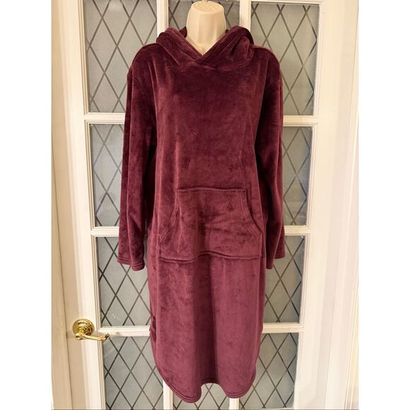 32 Degrees Heat Women's Cozy Plush Hooded Sleep Lounger Purple Hood Pockets S/M - Picture 4 of 8